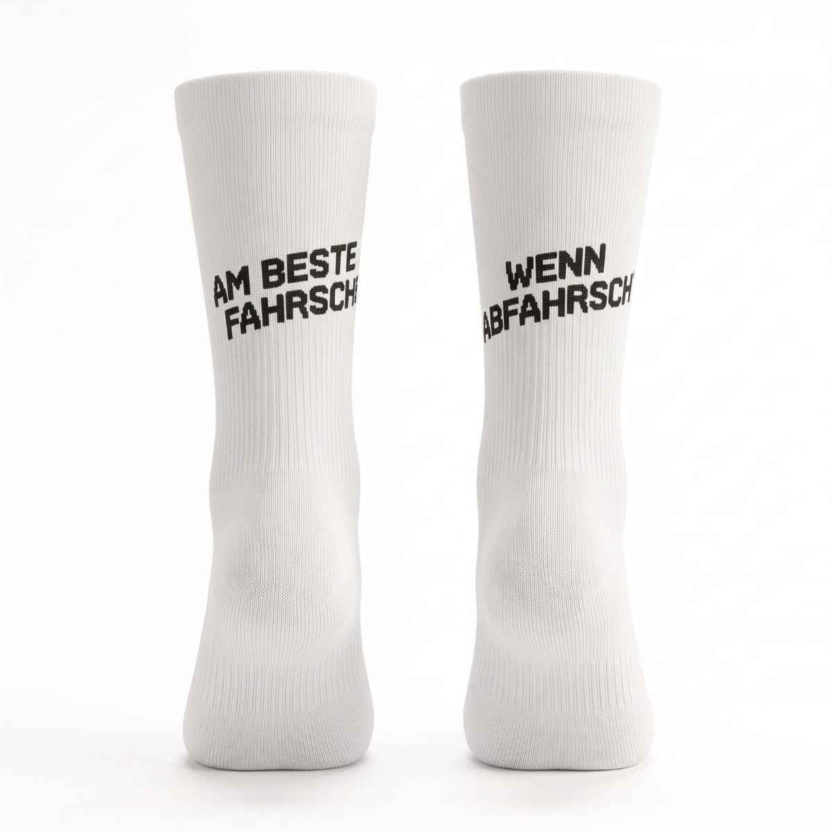 Schweizer Radsocken mit Spruch "Am beste fahrsch wenn abfahrsch", socialride.ch